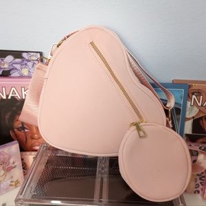 Pink Heart shaped Sling Crossbody with coin purse
